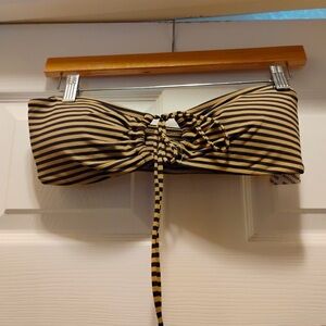 NWT Urban Outfitters Striped Bandeau Bikini Top Tan Black Adjustable Size M